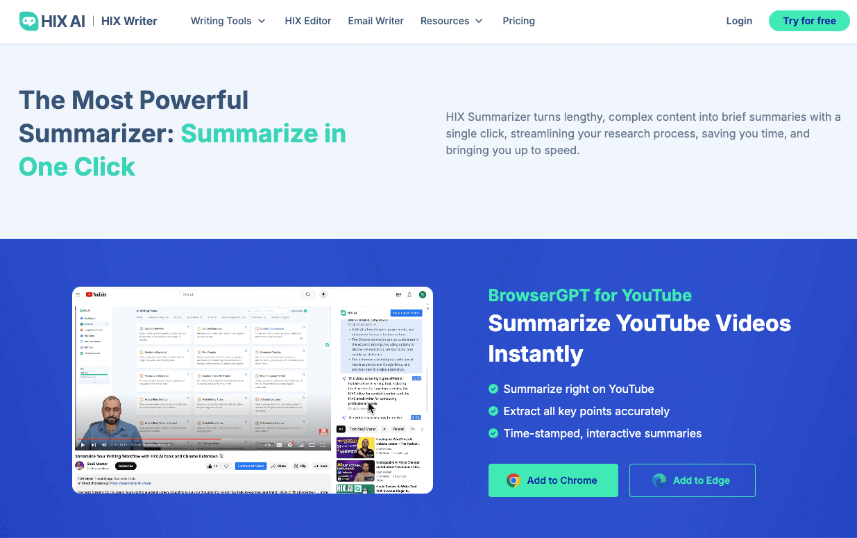 HIX Summarizer Page